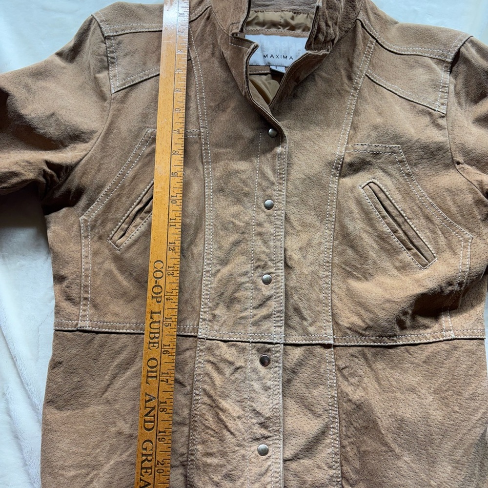 Vintage WILSONS LEATHER Maxima Cropped Beige Jacket Ladies S/M festival cowgirl - Picture 14 of 16